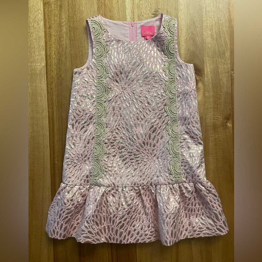 Lilly Pulitzer Thalia sleeveless swing dress in Prosecco Pink Lagoon Jacquard